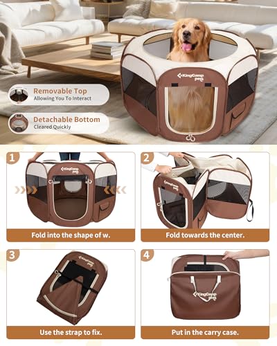 KingCamp Dog Playpen 360-degree ventilation with mesh for comfort.