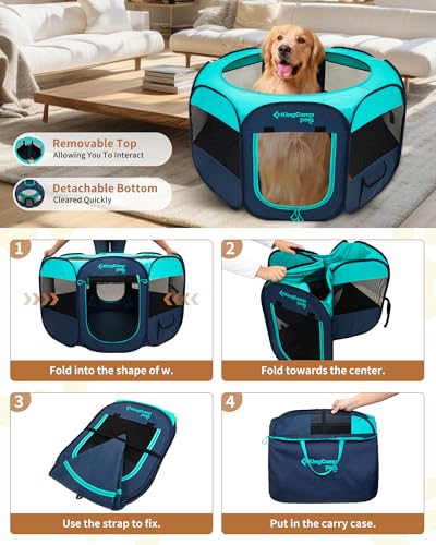 KingCamp dog playpen breathable mesh and ventilation for 360-degree airflow.