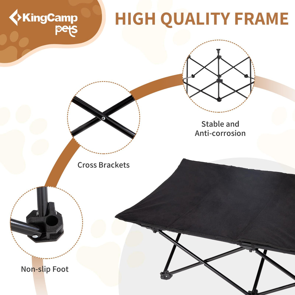 KingCamp elevated dog bed compact 49.6x26x13 inches shown for spacious large-dog fit