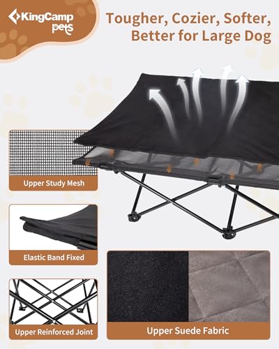 KingCamp elevated dog bed removable cushion demonstrates easy washing and cozy lounging