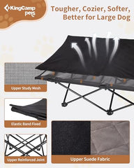 KingCamp elevated dog bed removable cushion demonstrates easy washing and cozy lounging