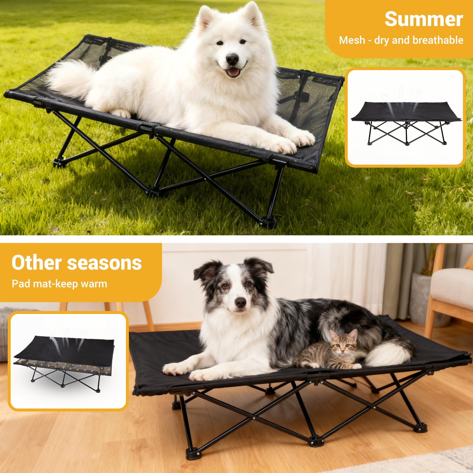 KingCamp elevated dog bed travel-friendly design highlights quick-setup and portability