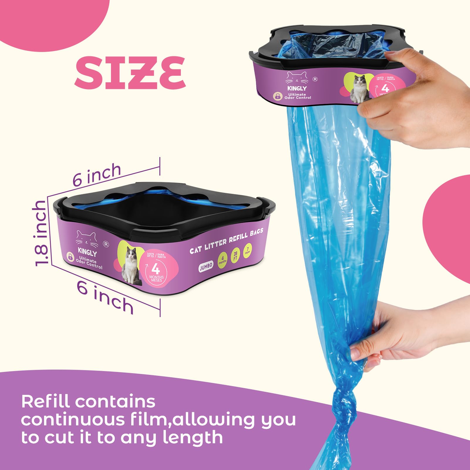 KINGLY Litter Genie compatible refill demonstrates seamless fit and easy swaps.