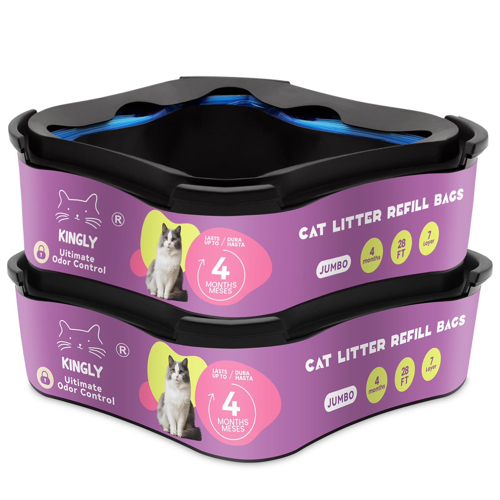 KINGLY premium cat litter refill packaging highlights eco-friendly design for sustainable waste reduction.