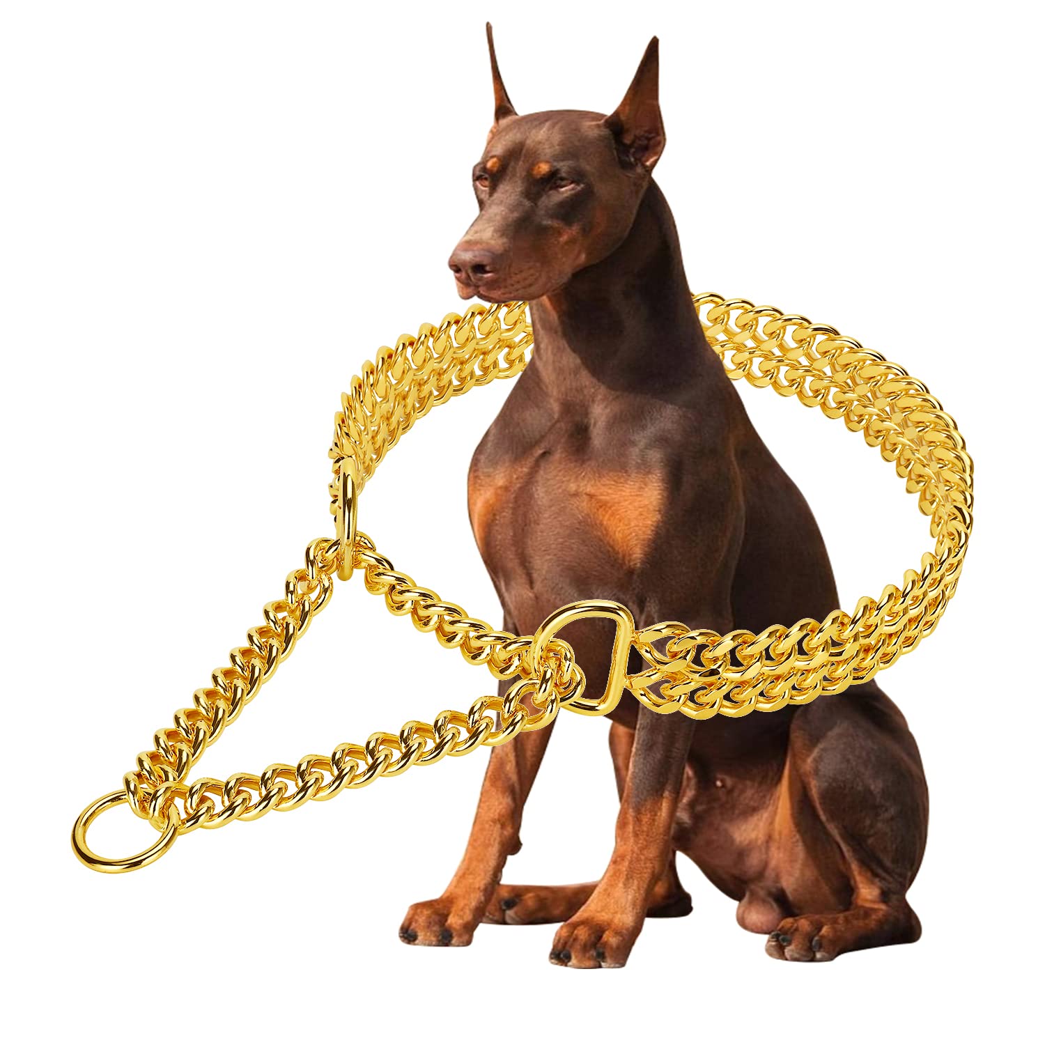 KINGOLDOGS gold dog collar close-up highlighting durable 18K plating and daily-walk shine.