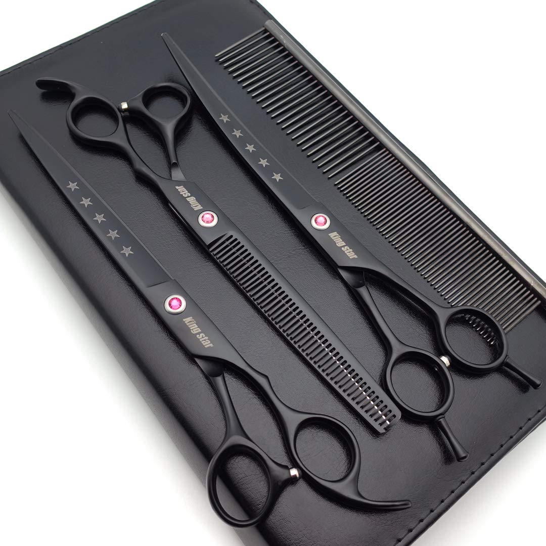 Kingstar 8in matt black straight scissors for precise trims.
