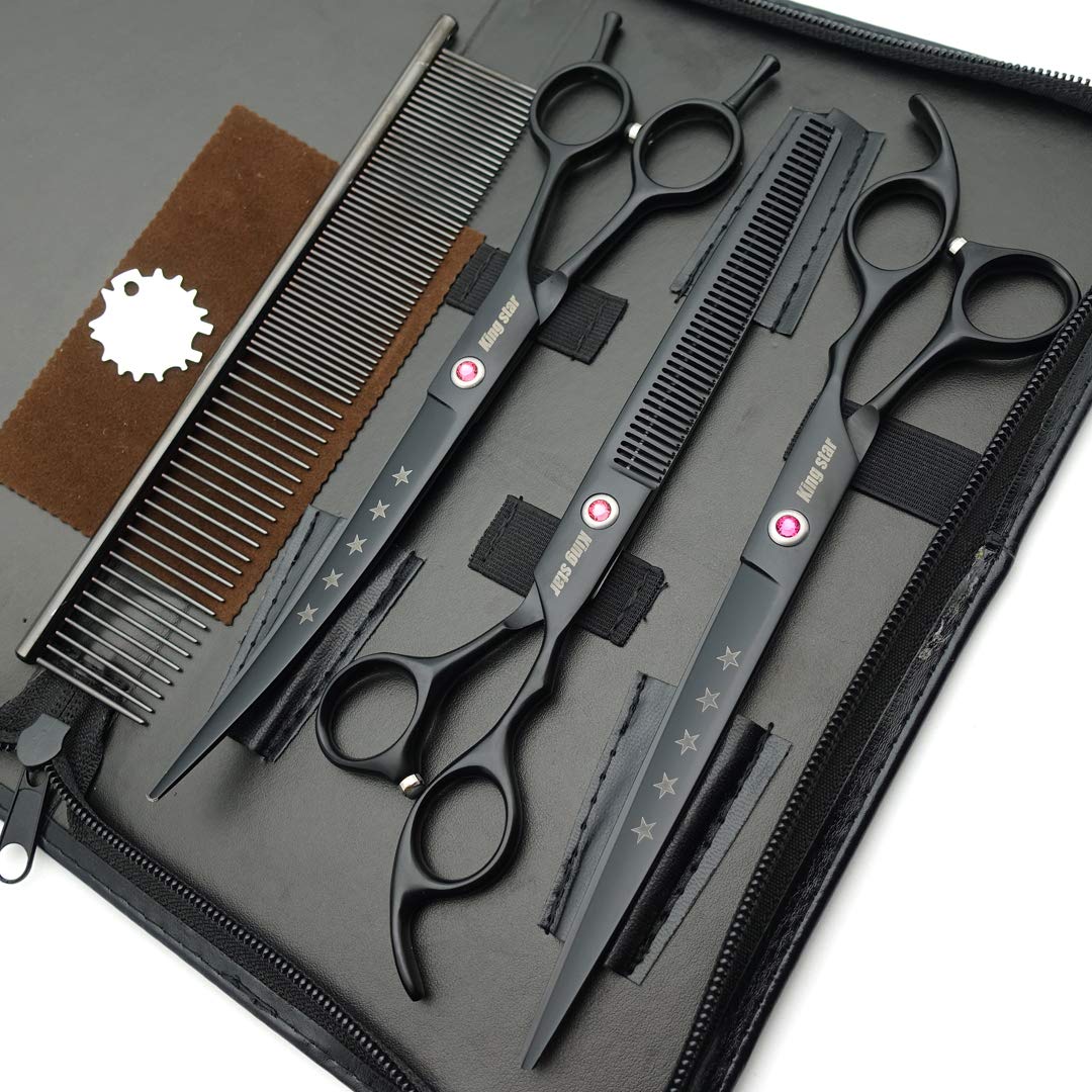 Kingstar 8in matt black thinning scissors with 54 teeth for gentle blends.