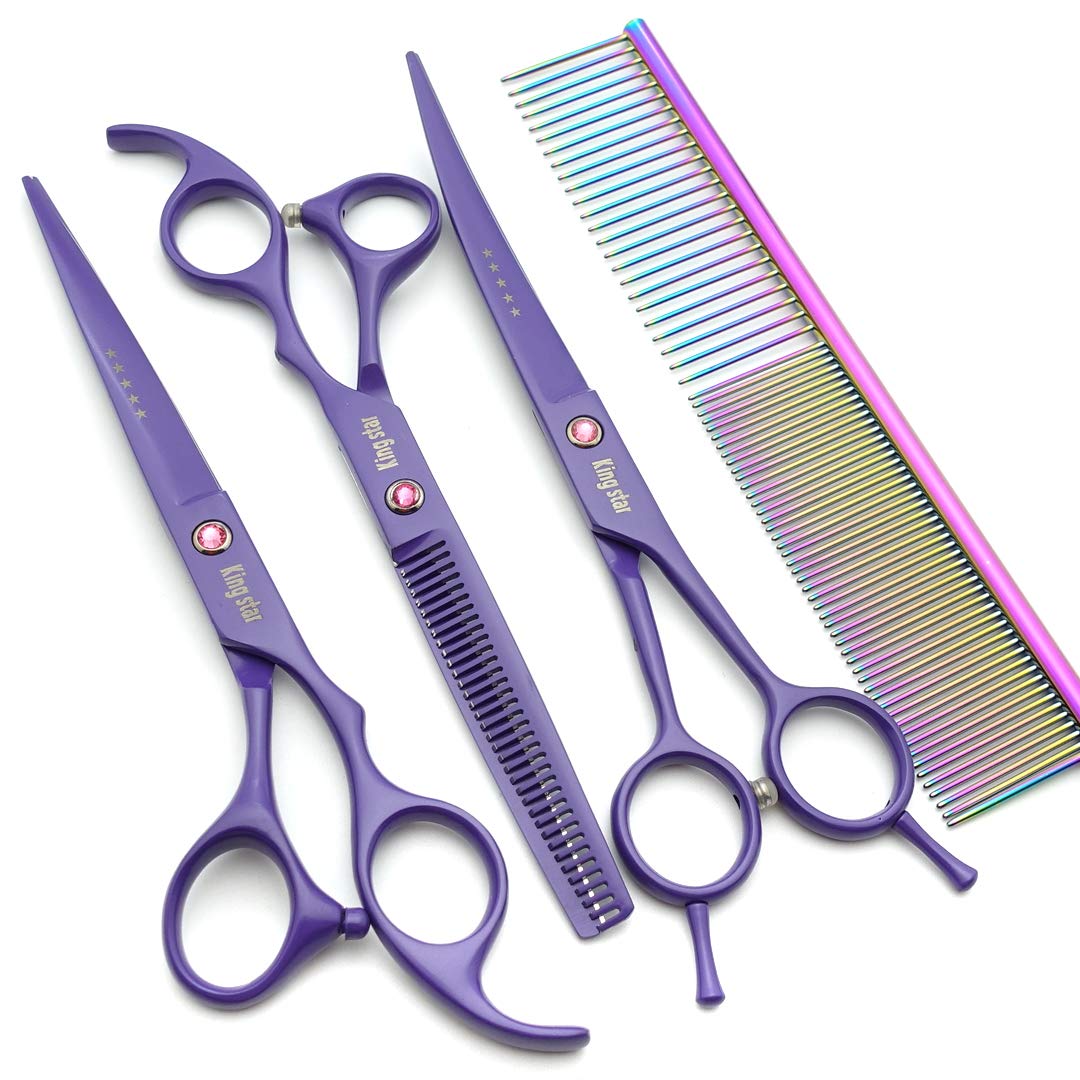 KingSTAR curved scissors 7.0in matt purple ideal for contour trimming