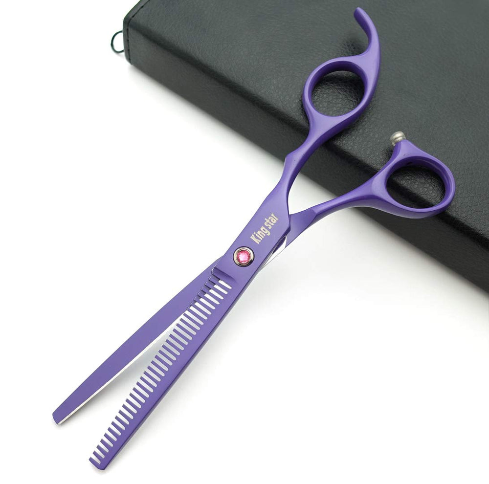 KingSTAR thinning scissors 7.0in matt purple with 15-25% thinning for blended fur