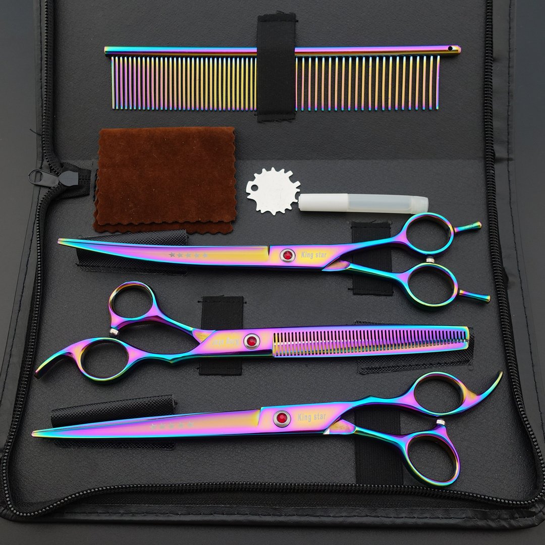 KINGSTAR titanium-plated thinning scissors 8in for even finishing.