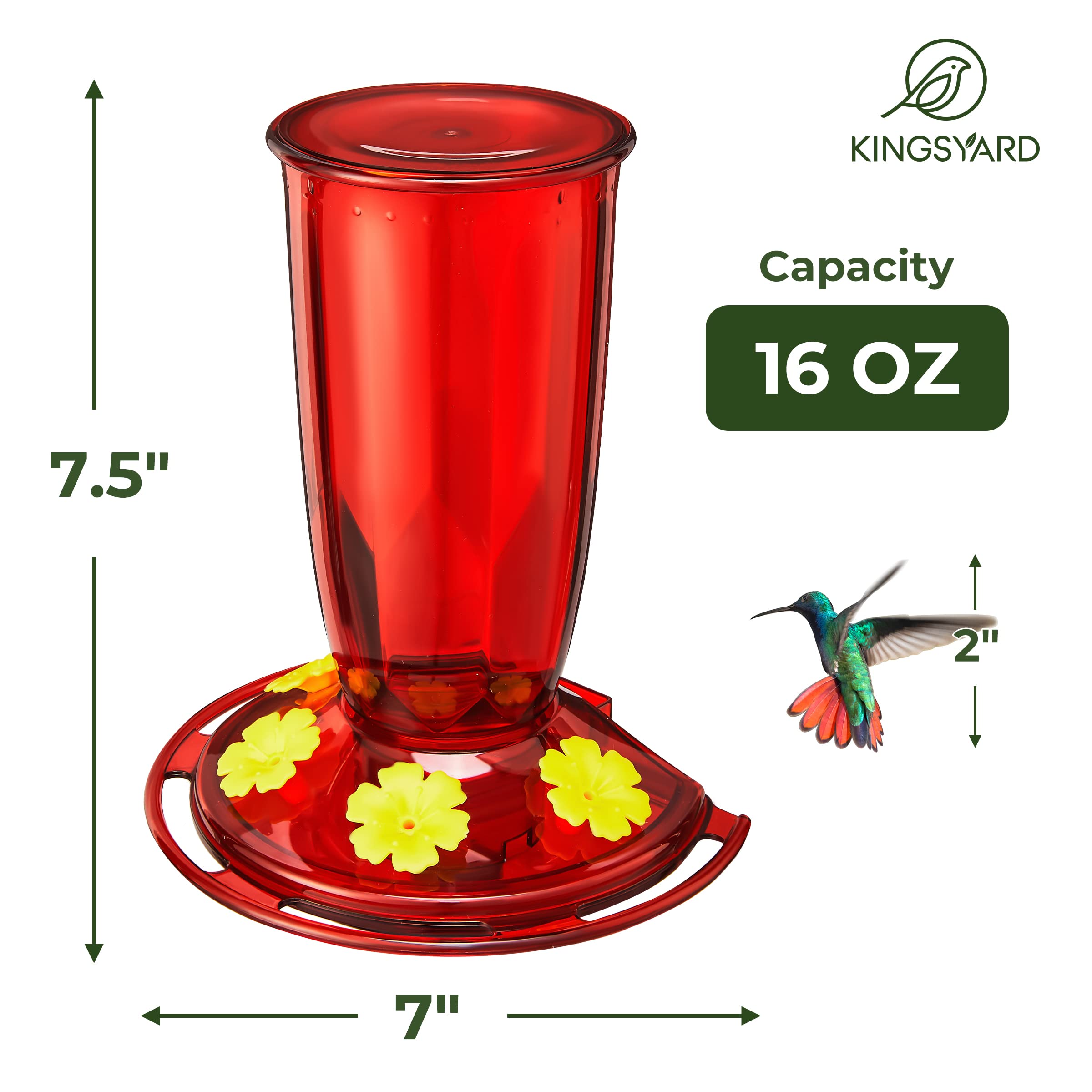 Kingsyard window hummingbird feeder 360° perch supports multiple birds for lively visits.