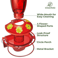 Kingsyard window hummingbird feeder leak-proof base keeps nectar sealed and mess-free.