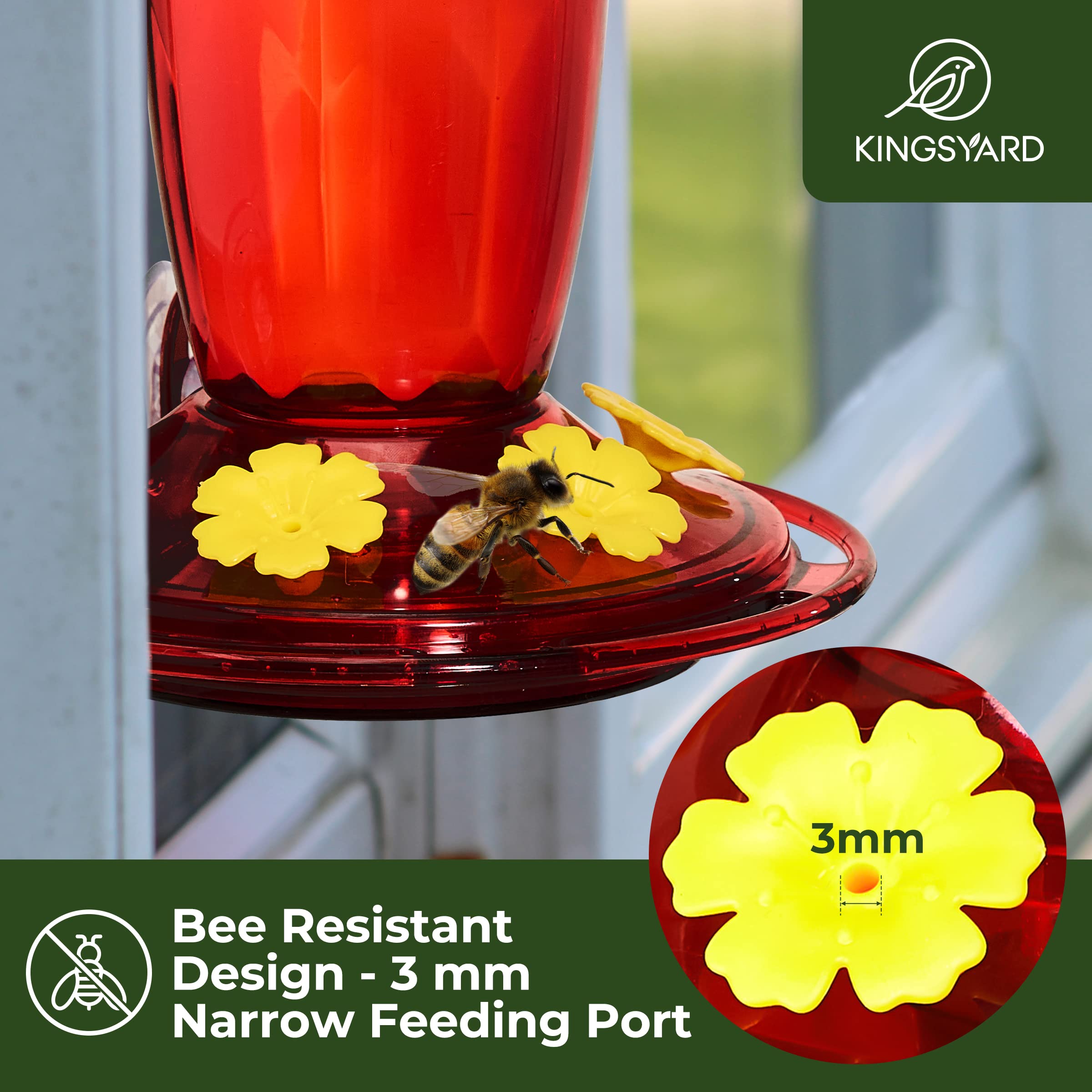 Kingsyard window hummingbird feeder wall-mount bracket provides sturdy placement options.