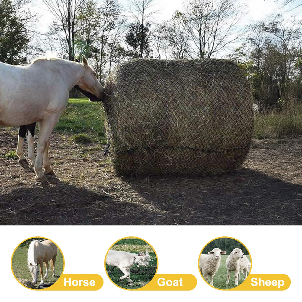 Kingump round bale hay net assembly demonstrates easy setup.
