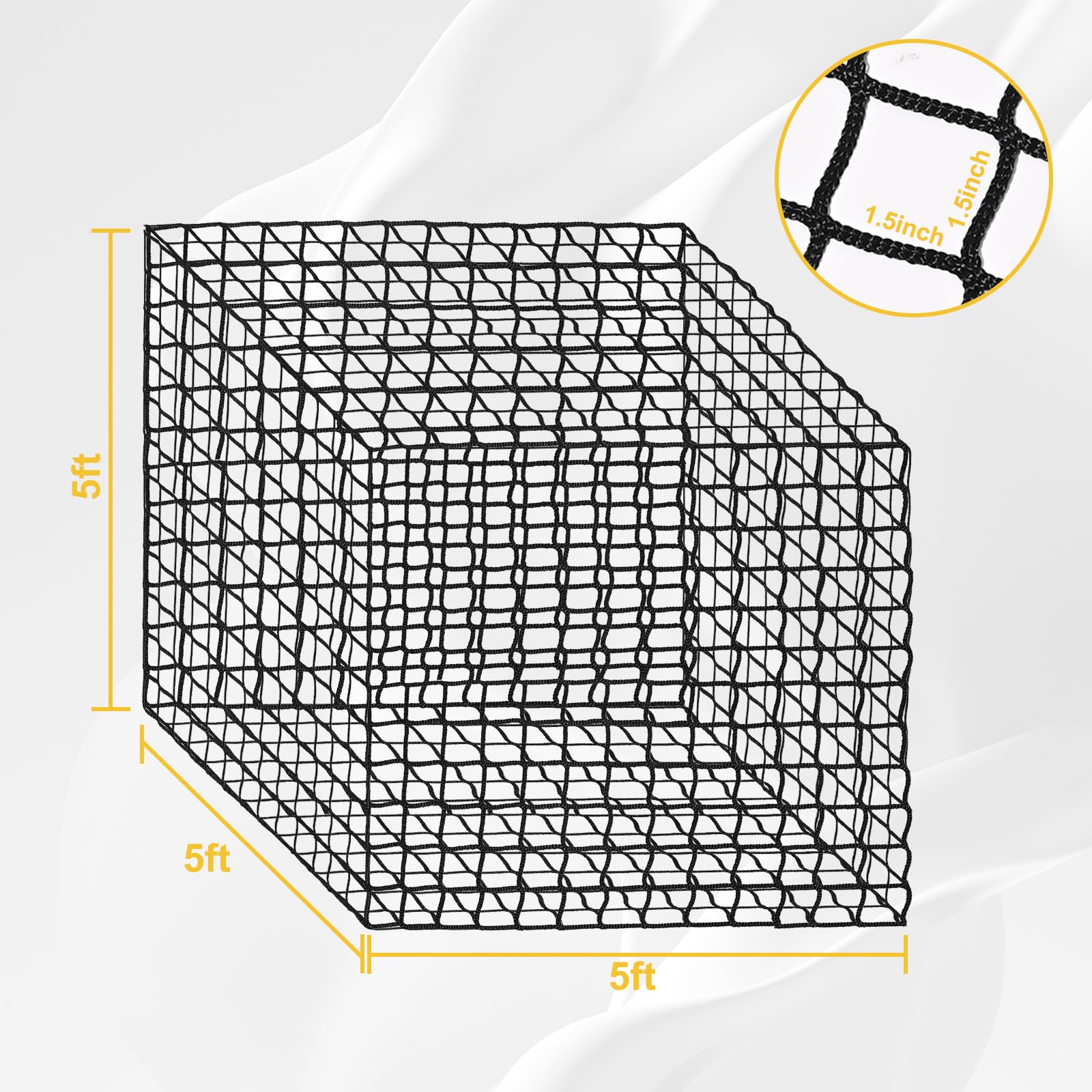 Kingump hay net mesh close-up highlights 1.5-inch holes for slow feeding.