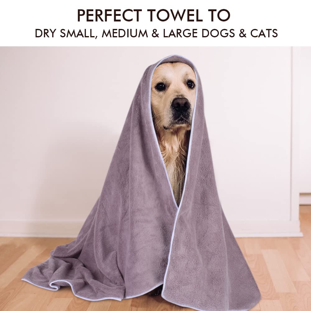 KinHwa dog towel purple travel-ready in car after walks.