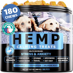 Kinpur Calming Chews pack close-up highlighting calming relief for dogs.