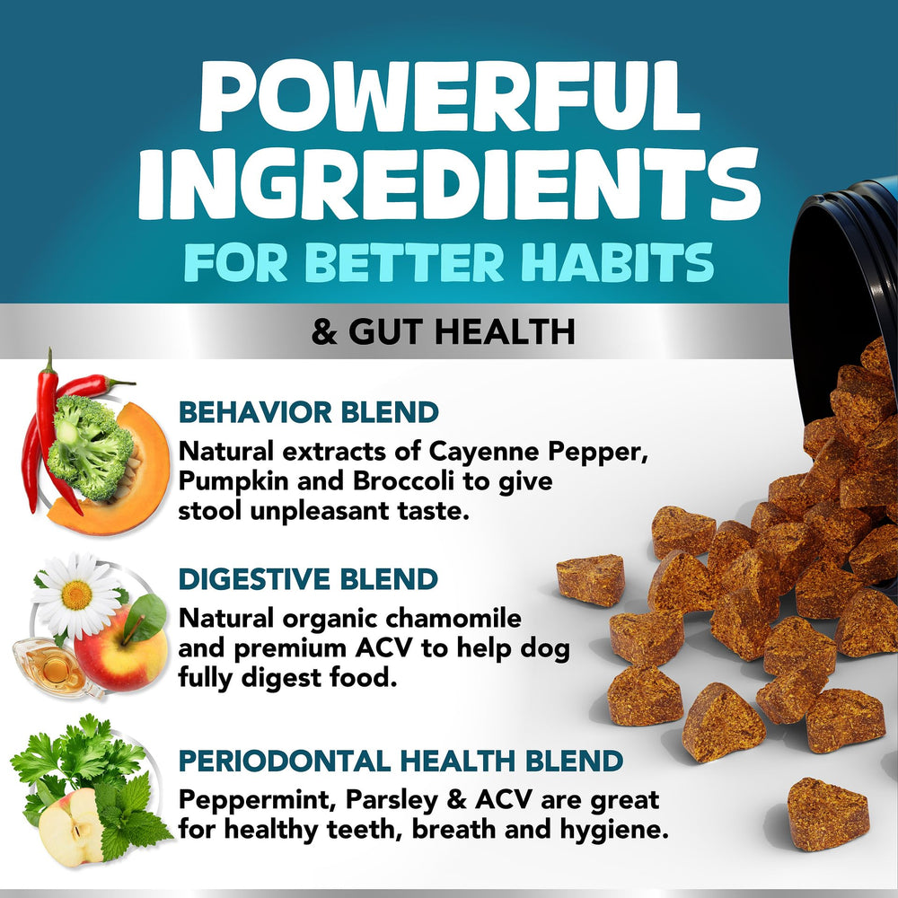 Kinpur No Poo Chews ingredients list highlights pumpkin, chamomile, parsley for digestion support.