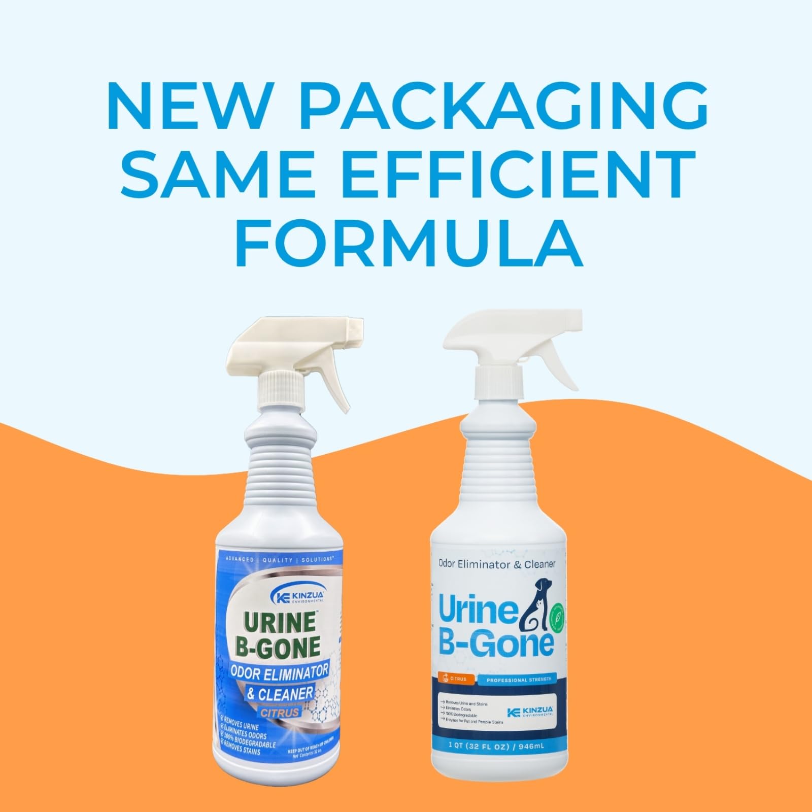 KINZUA ENVIRONMENTAL urine-b-gone 32oz bottle: professional-strength formula with citrus scent.