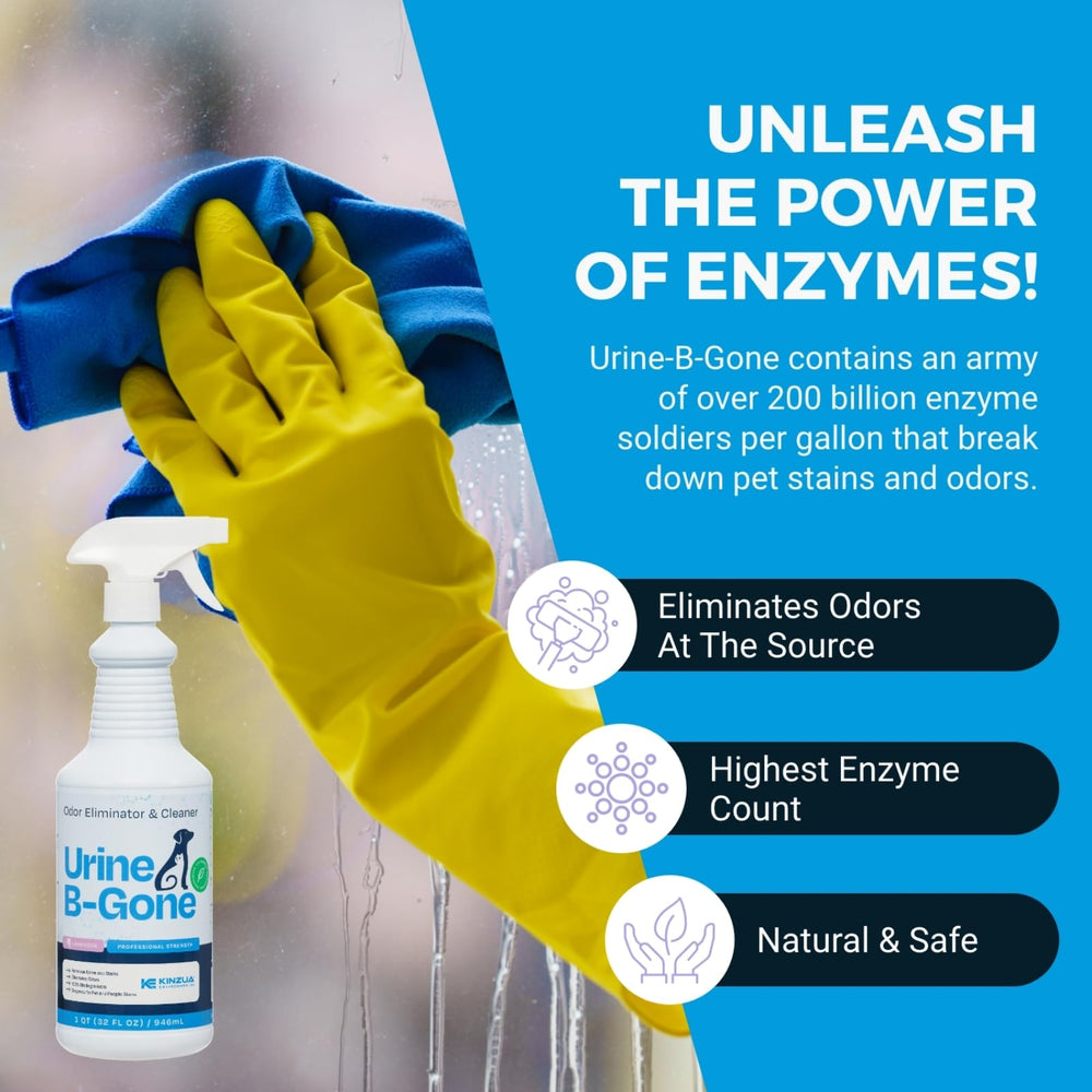 KINZUA Urine B-Gone pre-spray in laundry to treat soiled items