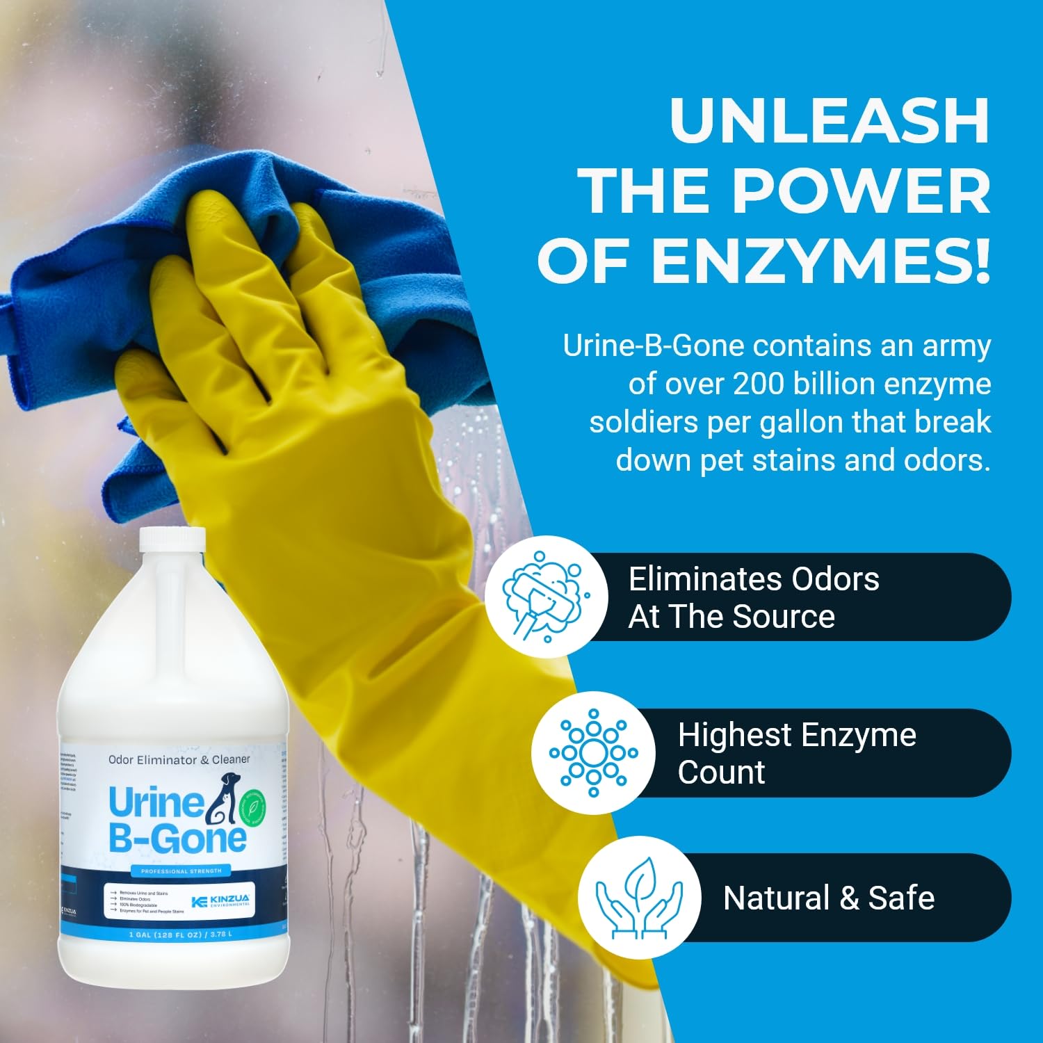 KINZUA ENVIRONMENTAL Urine B-Gone laundry-prewash pre-treats soiled fabrics for cleaner results