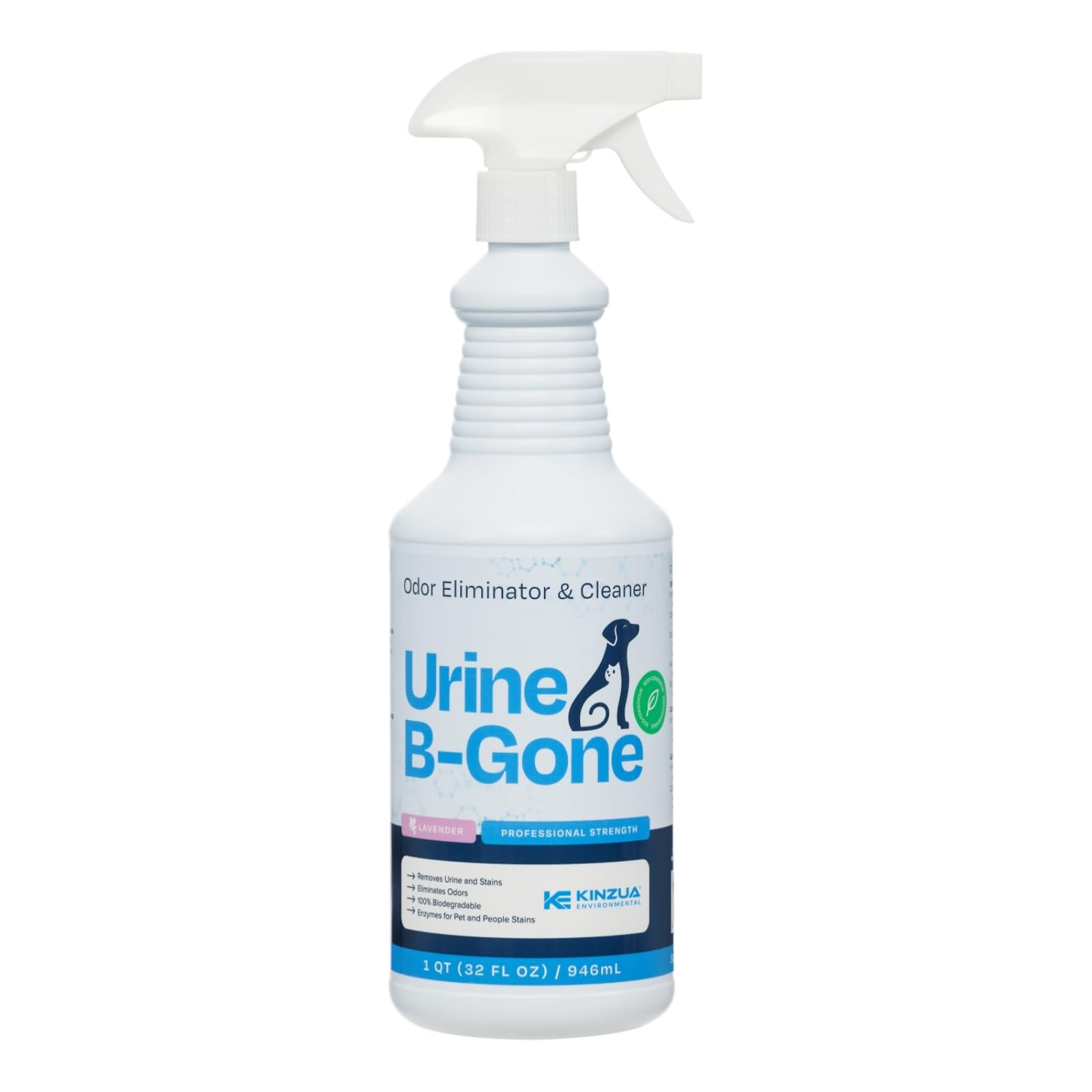 KINZUA Urine B-Gone lavender bottle ready for quick pet-stain cleanup