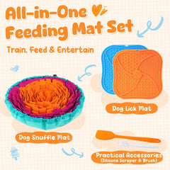 KIPRITII dog feeding set lick mat four zones promotes slow eating and focus