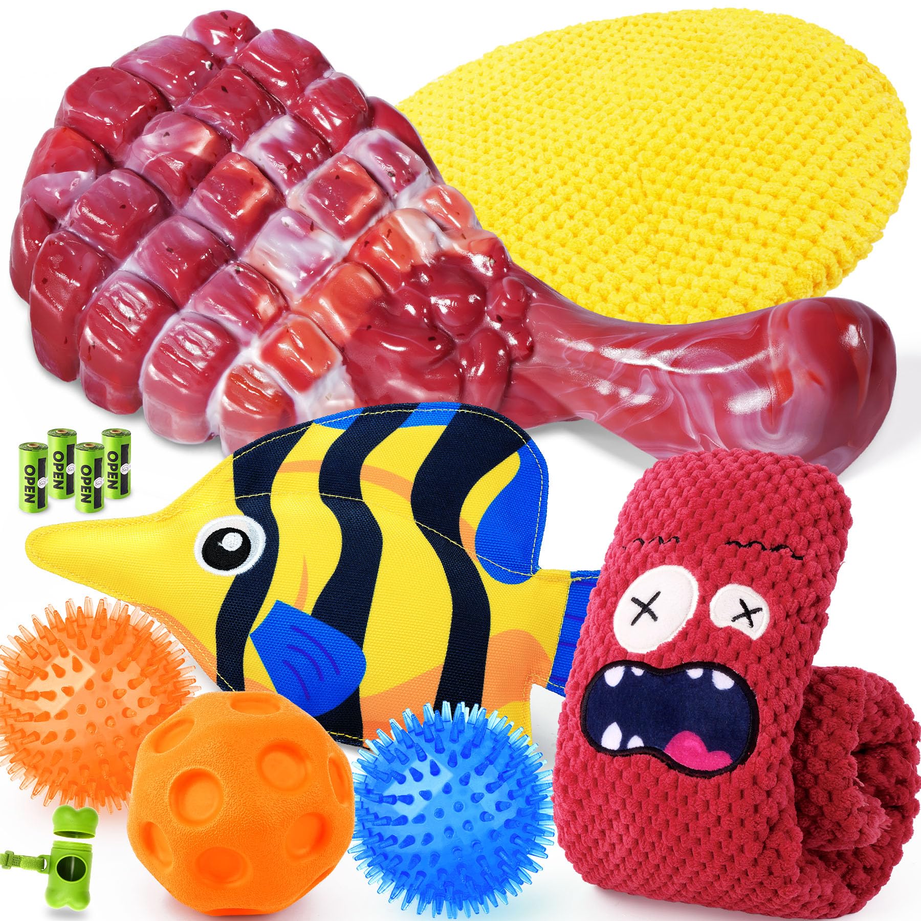 KIPRITII steak-shaped chew toy engages focused chewing with beef flavor for dogs