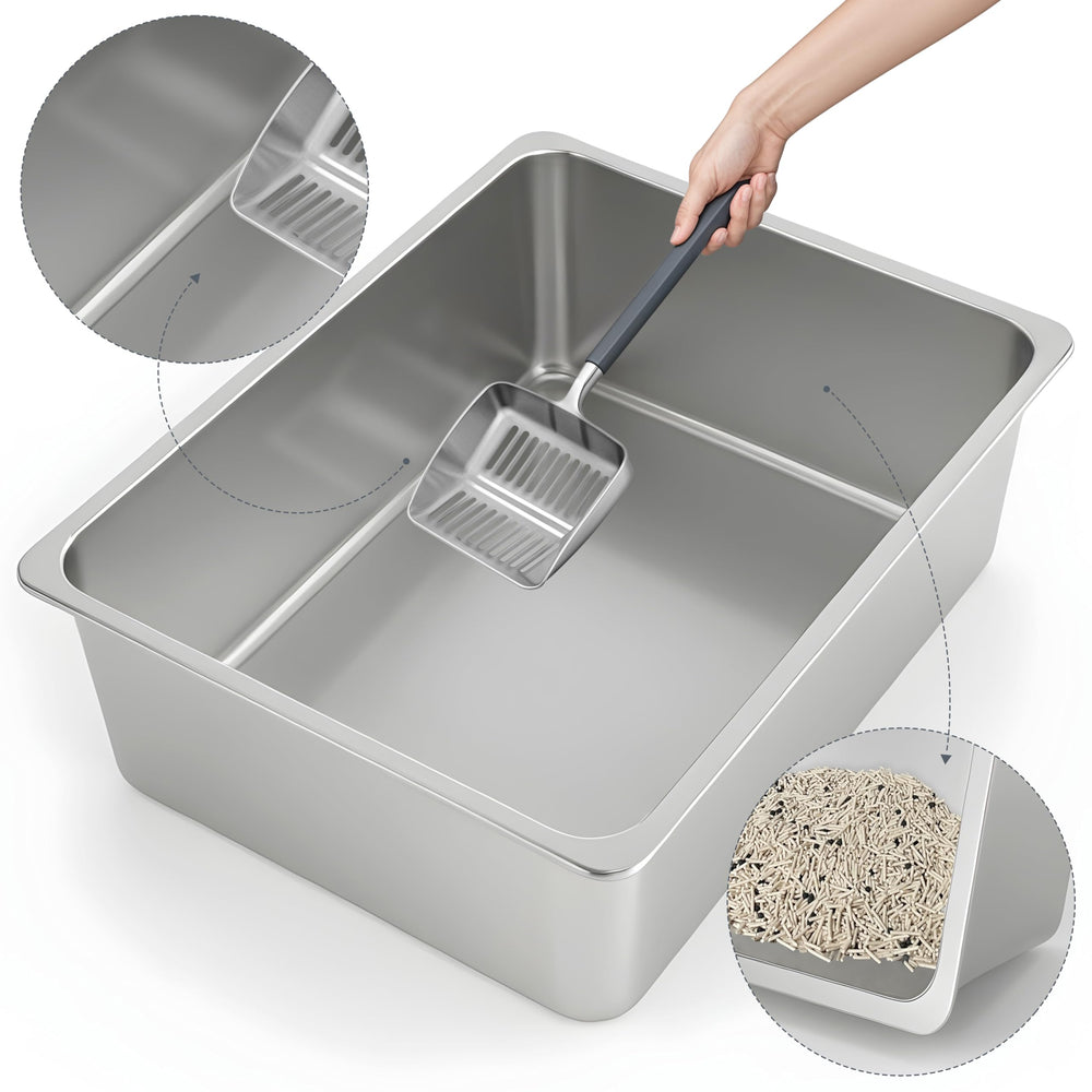 Kirecoo caja de arena, diseño abierto superior para fácil acceso.