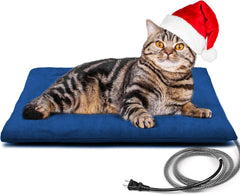 Kiroto outdoor heating pad blue cover keeps pets warm outdoors.