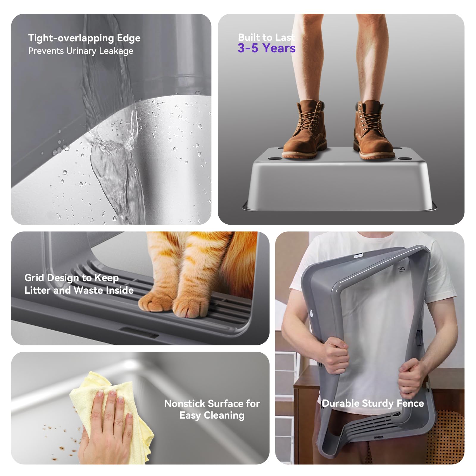 KISENG XL stainless steel litter box odor-resistant surface keeps home fresher