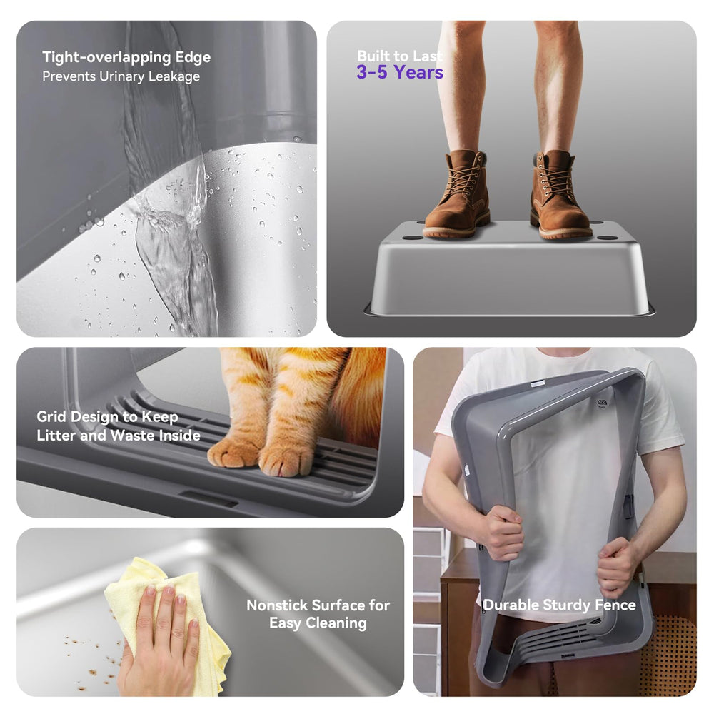 KISENG XL stainless steel litter box odor-resistant surface keeps home fresher
