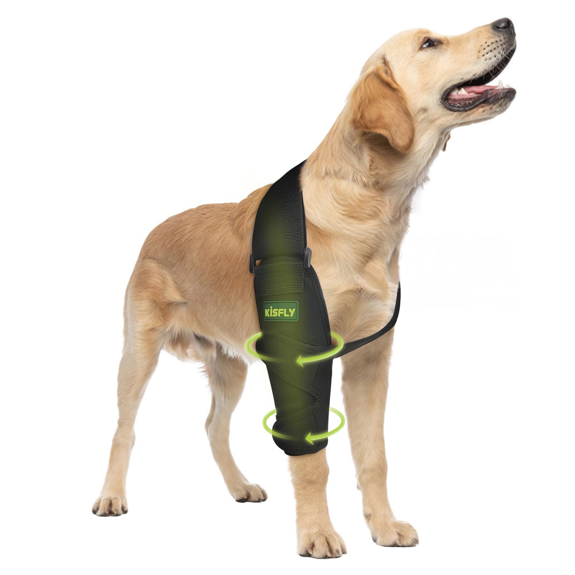 KISFLY dog front leg brace worn on elbow for joint support during activity