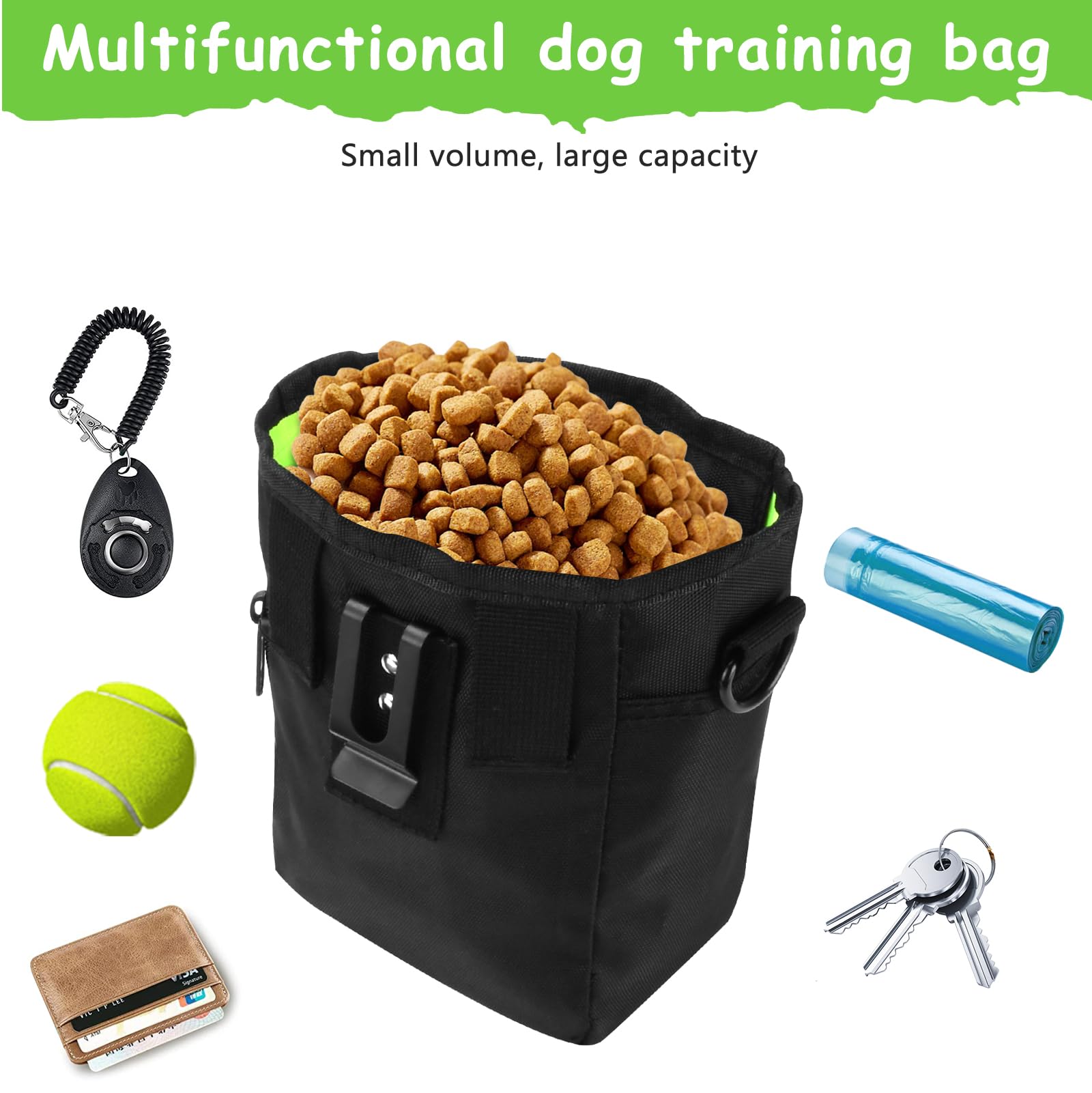 Kissleaf dog treat pouch ample storage for treats and gear on walks.