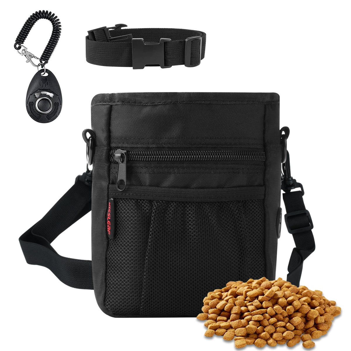 Kissleaf dog treat pouch with magnetic closure keeps rewards secure during training.
