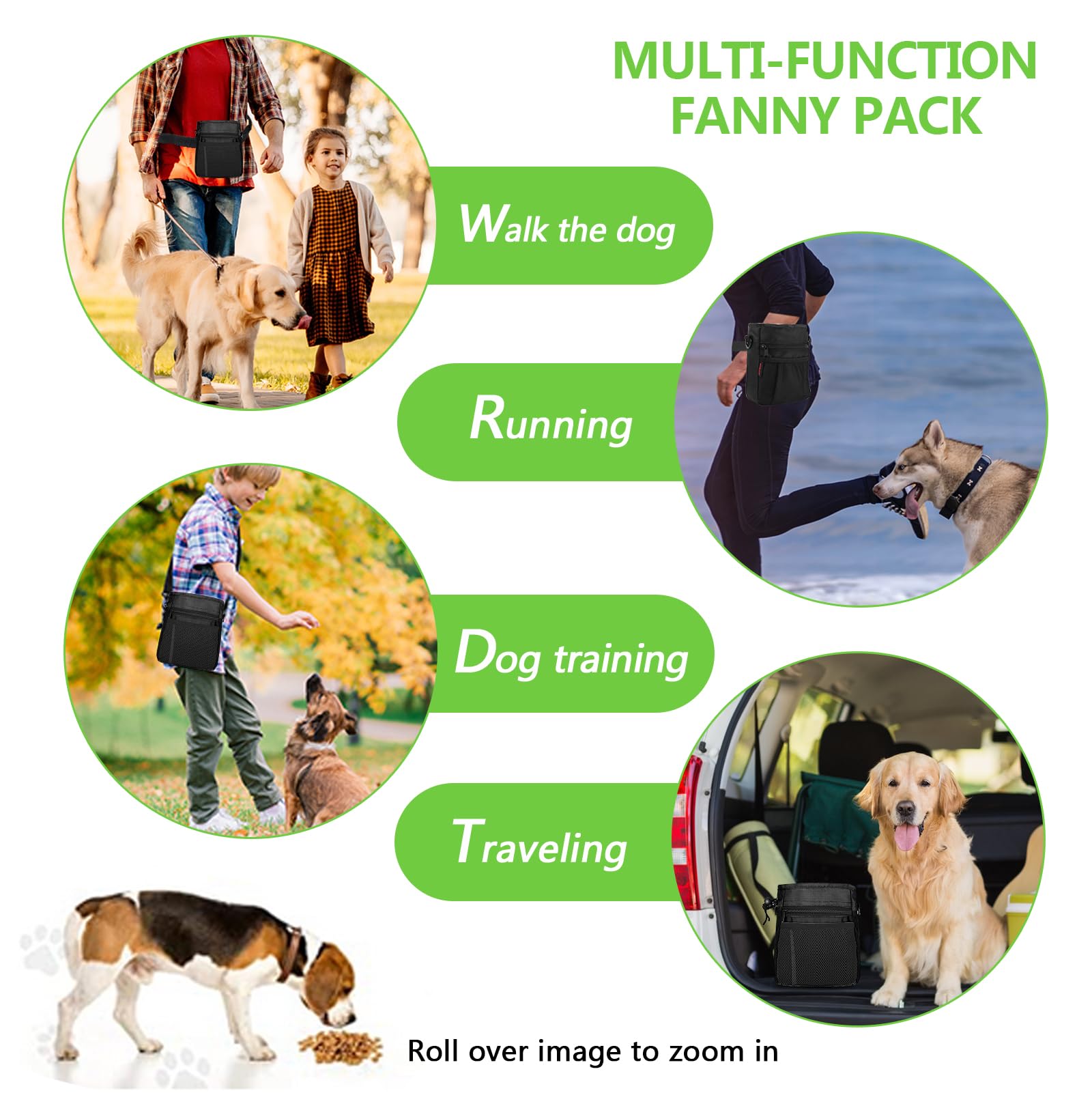 Kissleaf dog treat pouch uses water-resistant material for outdoor durability.
