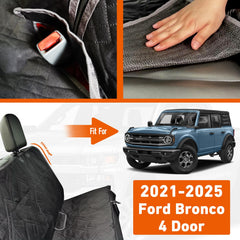 Kistrba waterproof seat cover keeps the Bronco back seat dry during messy trips.