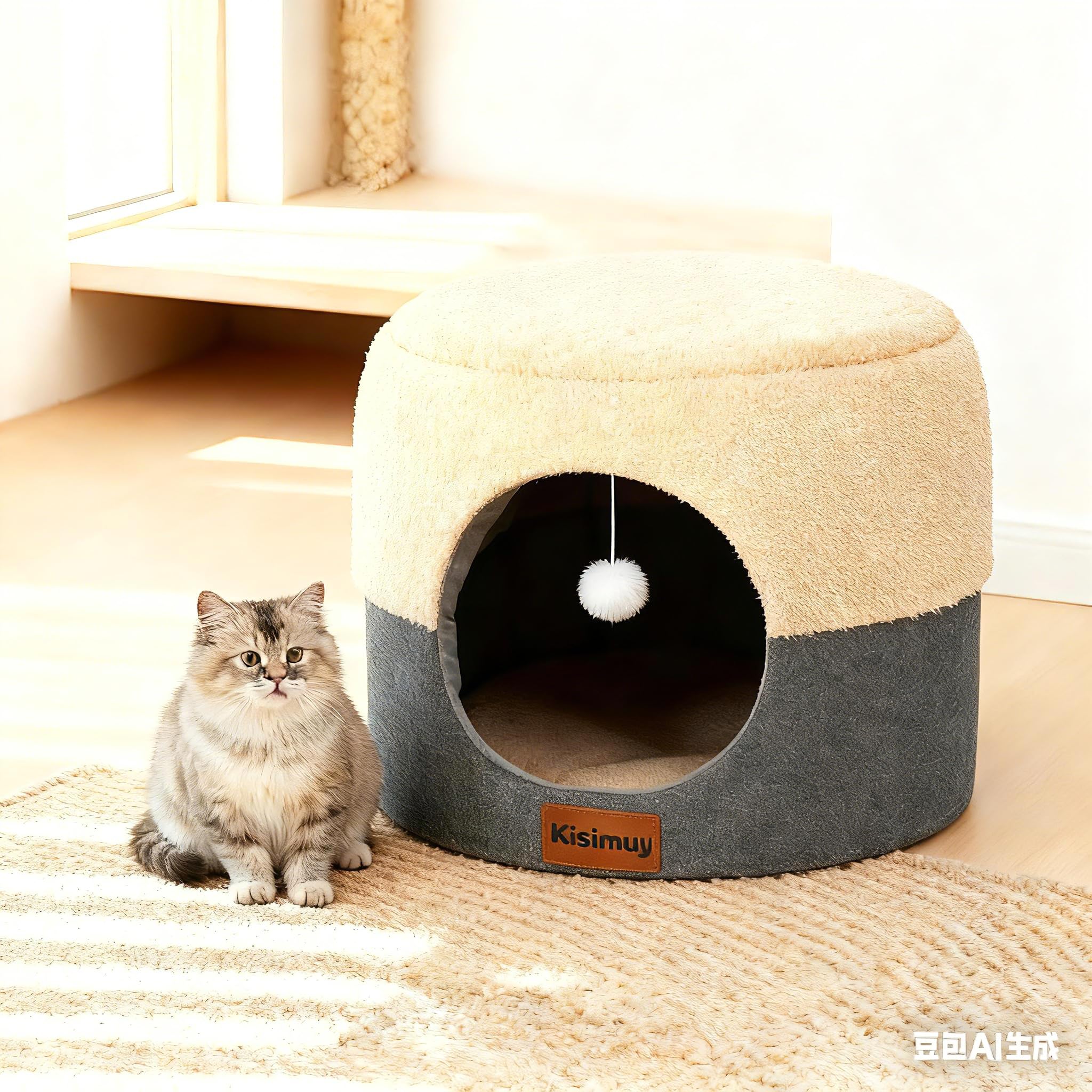 KISIMUY Cat Cave Bed 19.7 inch size fits medium dogs and large cats comfortably