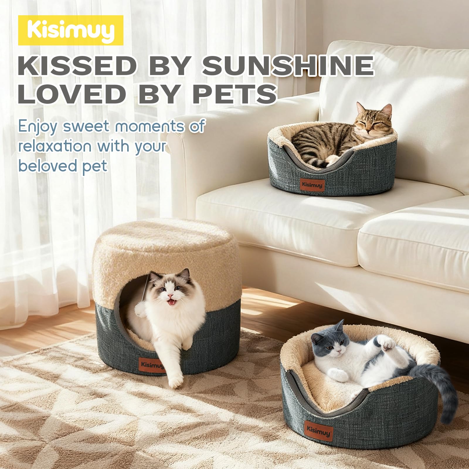 KISIMUY Cat Cave Bed washable design simplifies cleaning after everyday use