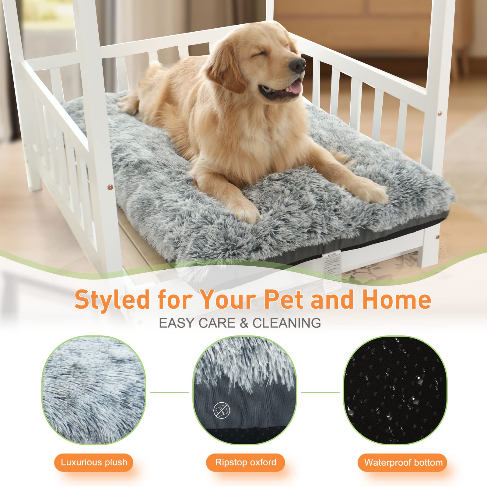 KISYYO bed features machine-washable construction for easy cleaning.