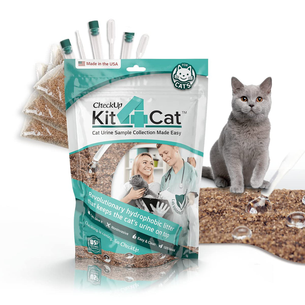 KIT4CAT hydrophobic litter with natural sand on top supports easy at-home urine sampling.