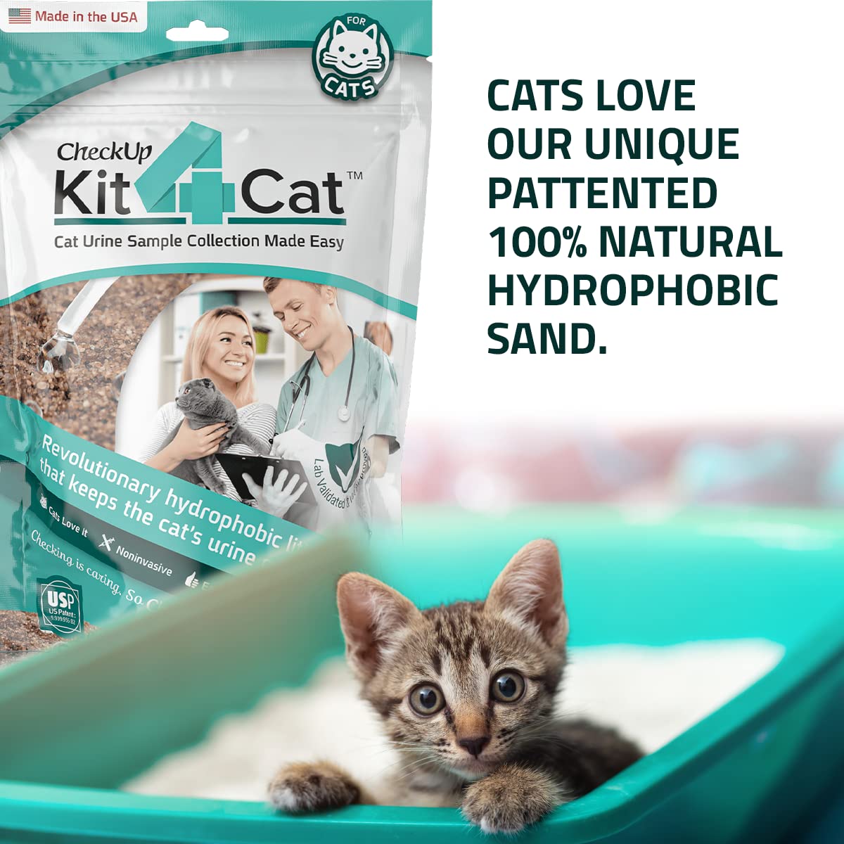 KIT4CAT urine rests on top demo shows cleaner at-home sampling.