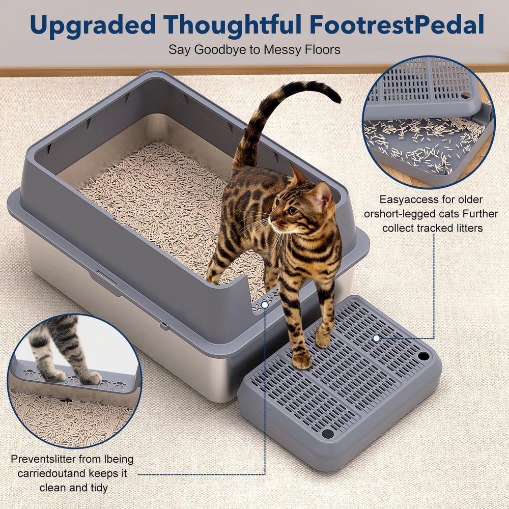KITCATY stainless steel litter box 12 inch high side to prevent leaks