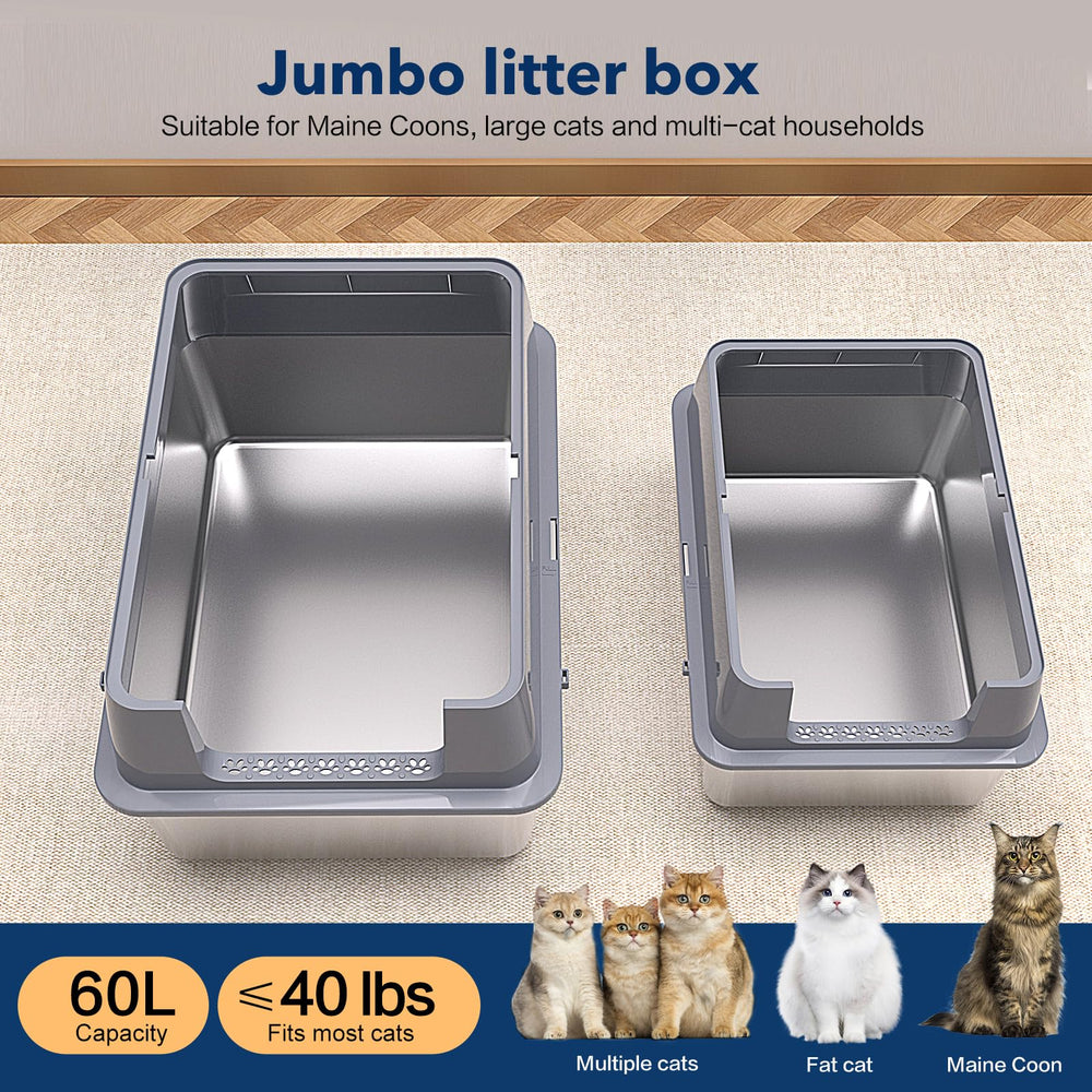 KITCATY stainless steel litter box lid-on view for privacy and odor containment