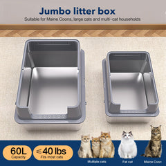 KITCATY stainless steel litter box lid-on view for privacy and odor containment