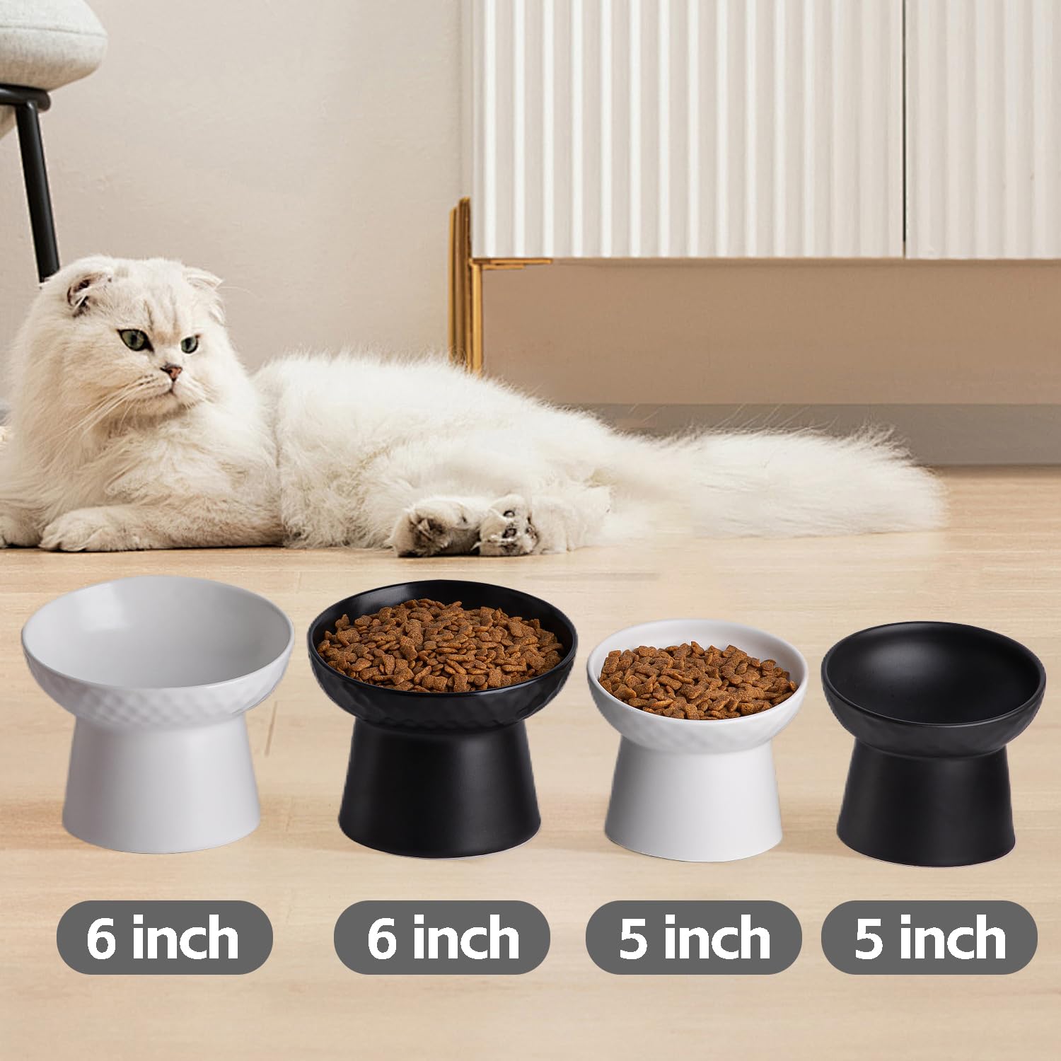 KITCHENLESTAR black 6inch ceramic cat bowls for durable style and function.