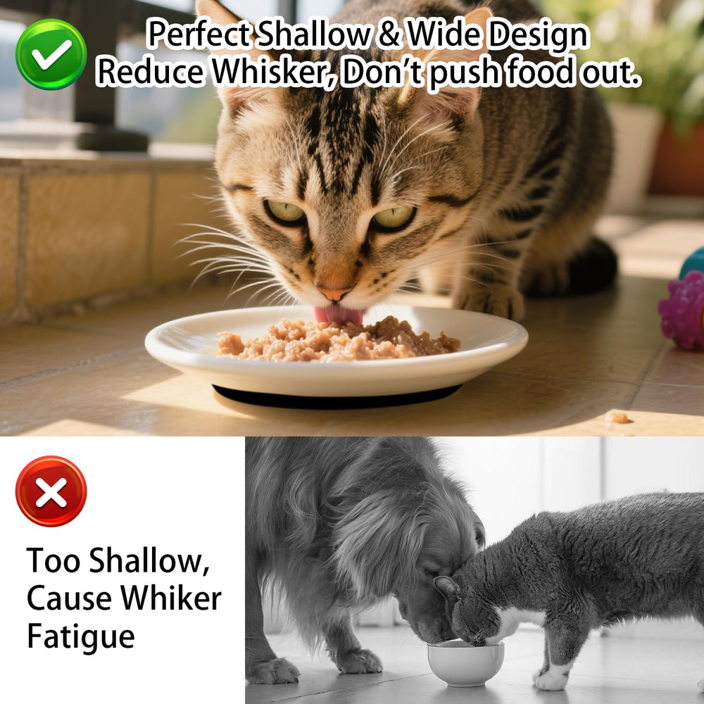 KITCHENLESTAR anti-spill cat bowls prevent food from spilling and protect floors.