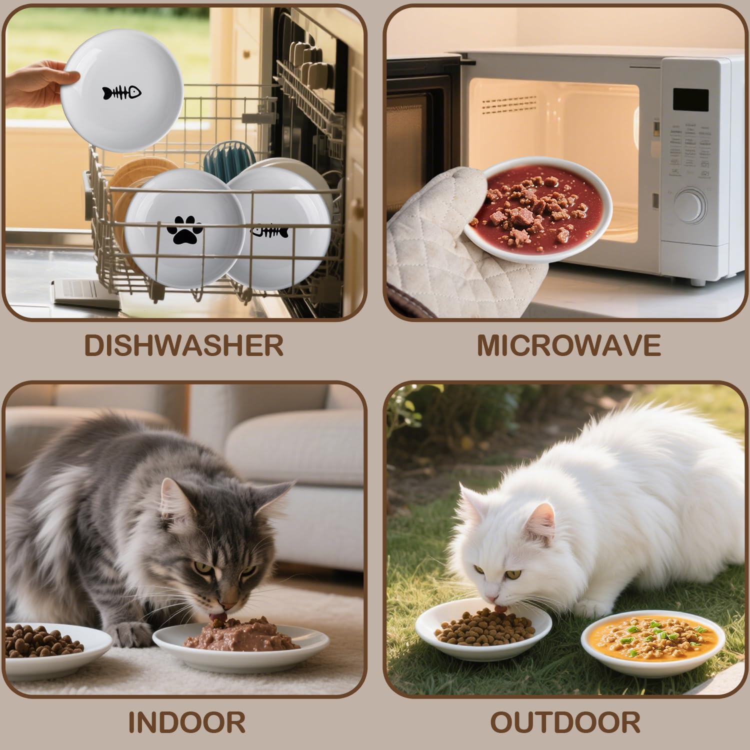 KITCHENLESTAR cat bowl suitable for wet or dry food servings for indoor pets.