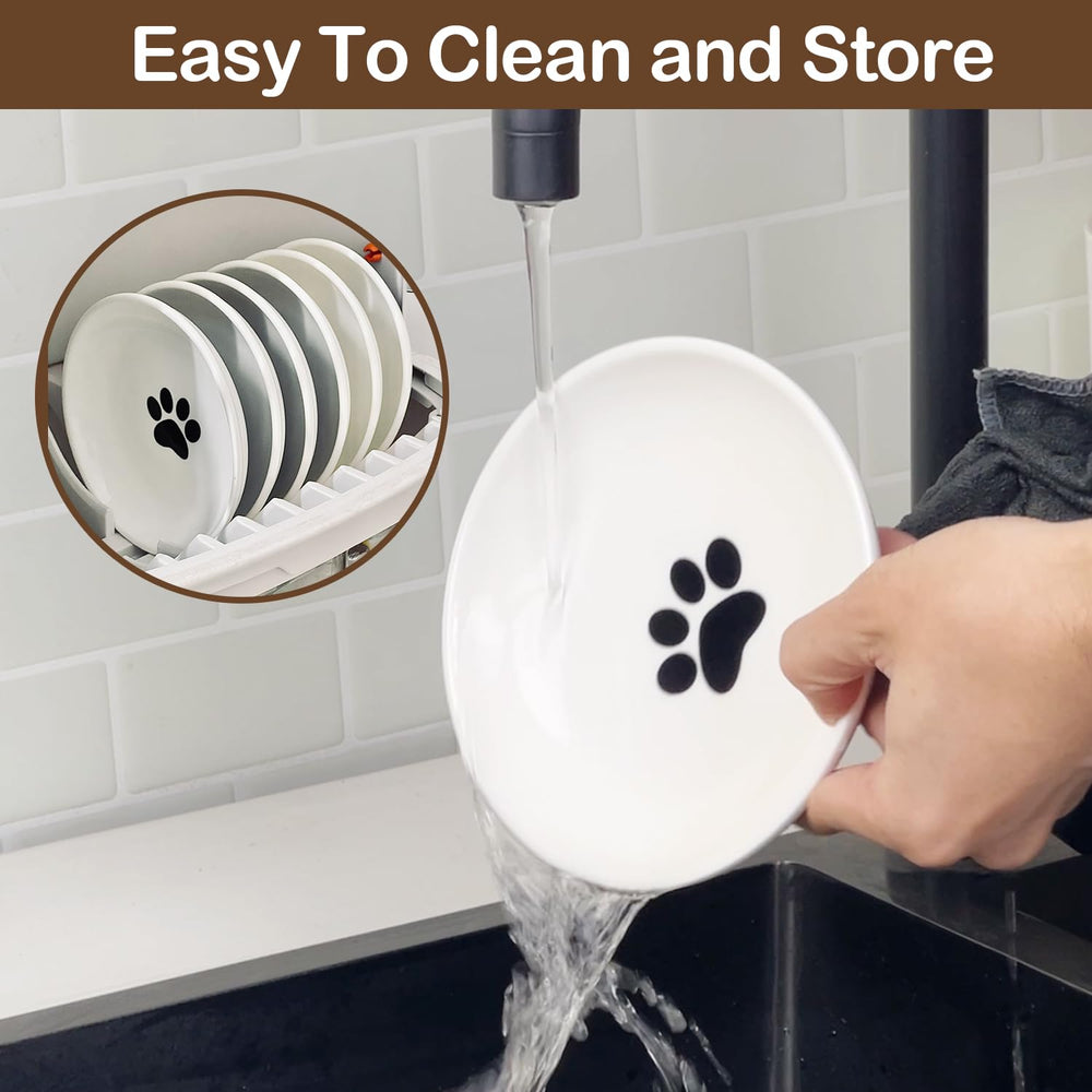 KITCHENLESTAR six-pack ceramic cat bowls for multi-pet households.