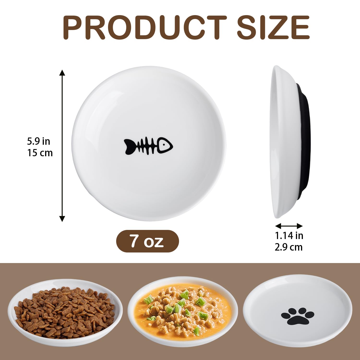 KITCHENLESTAR cat bowl wide shallow design supports whisker comfort during mealtime.